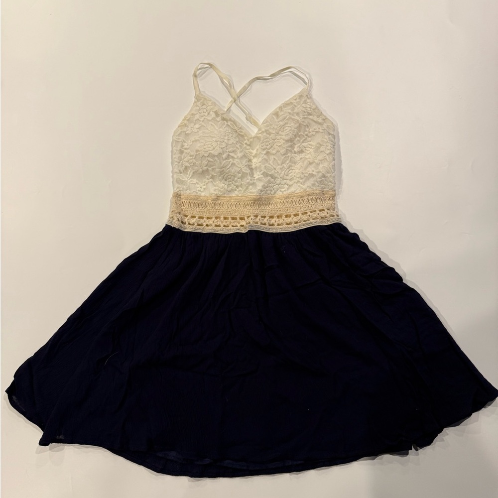 Windsor Lace Top Dress in Cream and Navy